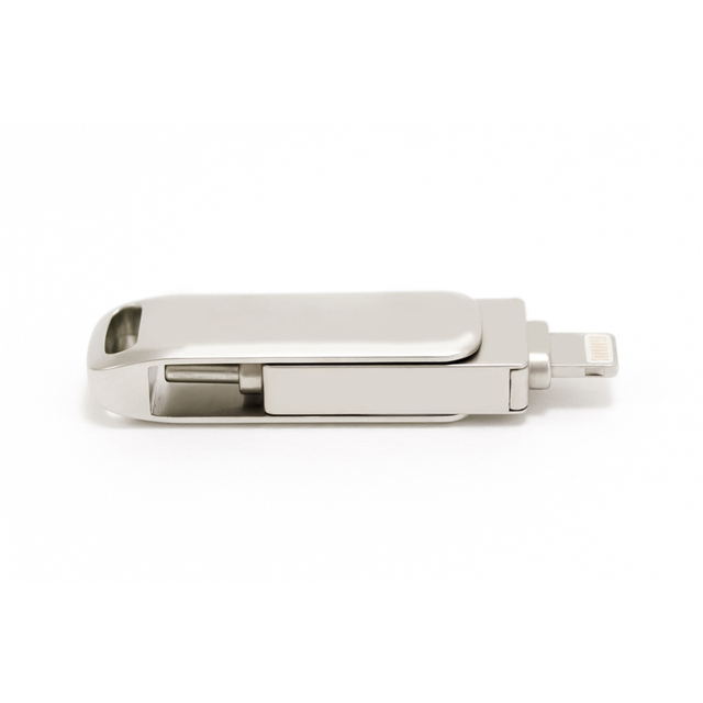 3 in 1 OTG USB Flash Drive for iPhone Type-C Android PC Custom Logo Metal Pendrive 4GB-256GB High Speed Memory Stick