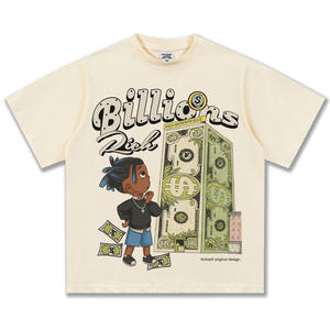 T-shirt a maniche corte in puro cotone stile americano retrò con illustrazione, traspirante, stampa digitale, per <span class=keywords><strong>uomo</strong></span> e donna - Product Image 4