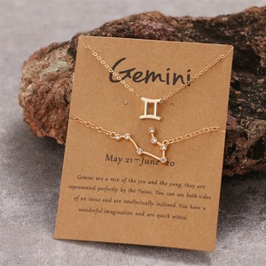 Fancy Day Fashion Brown Papier karte Gold Farbe Astrologie Sternzeichen Halskette für Frauen Schmuck - Product Image 4