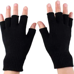 Half Finger Hand Protection Warm Knit Mitten Windproof Cycling Acrylic Winter Gloves