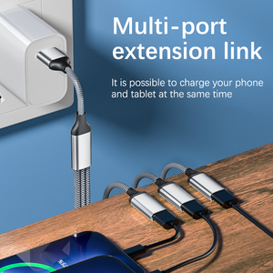 Hub <span class=keywords><strong>USB</strong></span>-C en aluminium, adaptateur mâle-femelle 1 ou 2 ports, câble de données, adaptateur mâle-femelle, hub <span class=keywords><strong>USB</strong></span> Type-C pour connexion mâle-femelle - Product Image 3