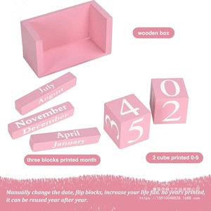 Mickyu Block <b>Calendar</b> 3.7x2.1x1.8 In Pink Wooden Desk Decor Time Management Accessory - Product Image 2