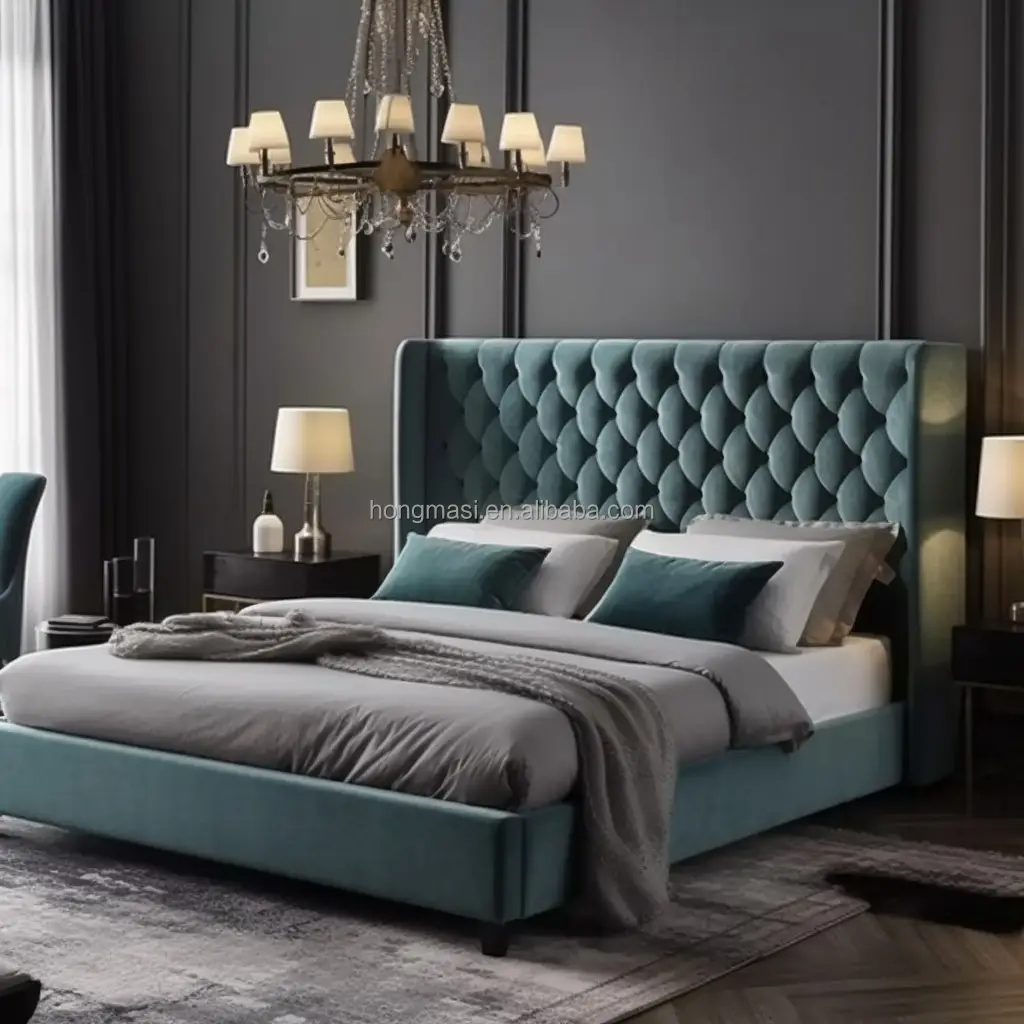 Letto moderno all'ingrosso può personalizzare mobili da camera da letto morbido impermeabile doppio letto letto in legno con sede di stoccaggio