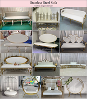 Canapé d'amour en velours moderne pour mariage, canapé en velours blanc avec pieds en acier inoxydable doré pour la décoration de mariage