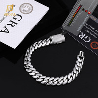 Bracelet Chaîne Cubaine NUOYA en Argent Sterling 925 avec Moissanite de Luxe, Testeur de Diamant Inclus, Bijoux Tendance pour Rappeurs