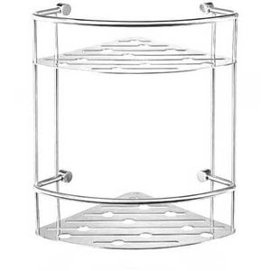 Estante Esquinero Doble para Ducha, Cromado, 21 cm de Ancho, 36 cm de Alto, Estante de Almacenamiento para Baño - Product Image 1
