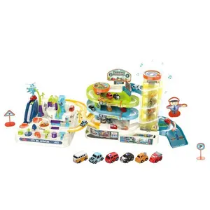 2022 Children Car City Building Track Adventure Game Set Kids Parking Lot Slot Toy