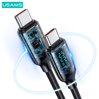 USAMS kabel pengisi daya Data pengisian cepat, daya tampilan waktu nyata 100 M Pd 1.2 w