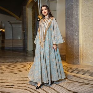 Nuovo modello Abaya in Dubai speciale collo nappe Design con perline dorate maniche larghe doppio strato - Product Image 3