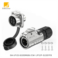 Connecteur étanche mâle/femelle E-Weichat EW-LP12 série tout métal 2-8 broches IP67 PBT pour applications d'alimentation LED 120V/125V