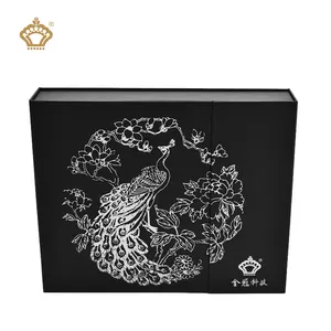 Luxury Custom Printed Cardboard Matte Black Gift Box With Black Insert