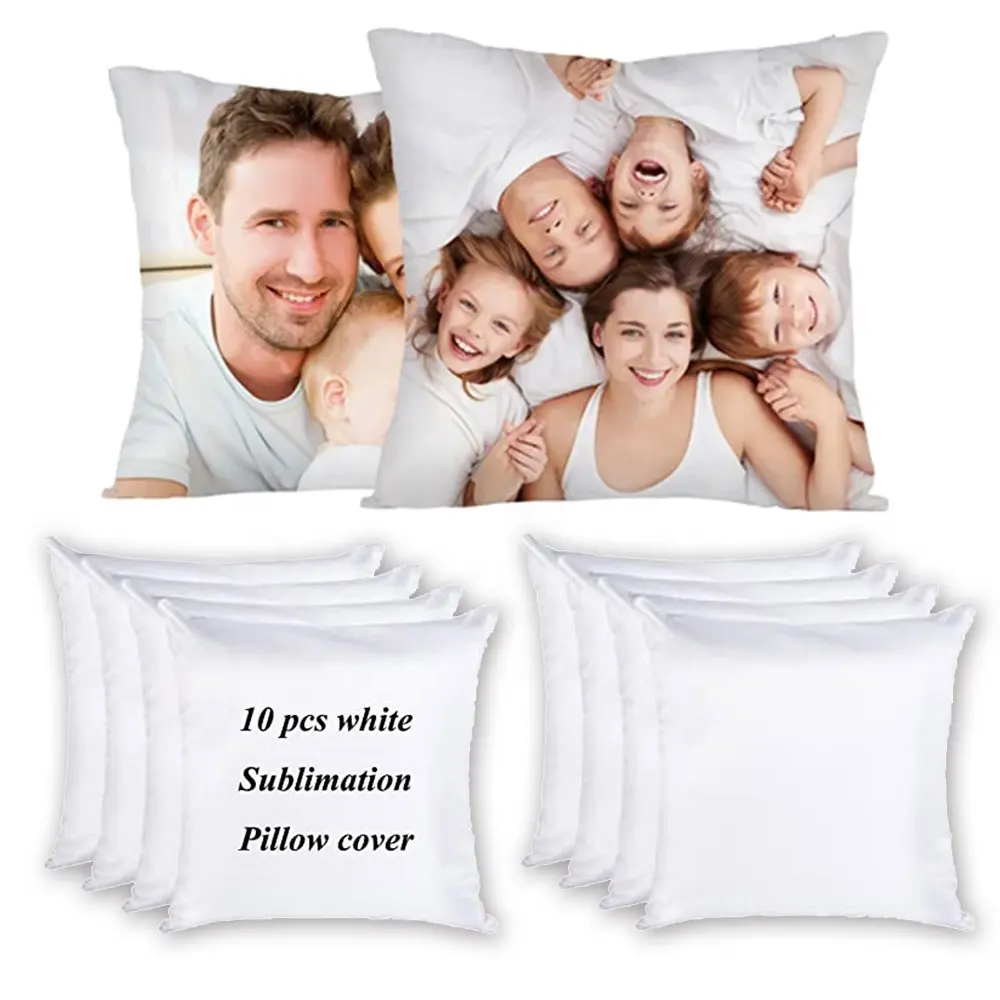 Gran oferta, funda de almohada de sublimación de 40*40CM, fundas de almohada de impresión de transferencia de calor, cojín de almohada de sublimación en blanco Diy, 10 piezas