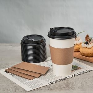 Vaso de Papel Ecológico Desechable con <span class=keywords><strong>Doble</strong></span> Pared y Recubrimiento de PE de Grado Alimenticio, con Logotipo Personalizado, de 8oz, 10oz, 12oz y 16oz, para Bebidas Frías y Café, con Tapa - Product Image 1