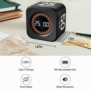 Manufacturer Custom Plastic Desk Cube <strong>Timer</strong> 5/<strong>10</strong>/25/50 <strong>Minutes</strong> Preset Gravity Sensor Rotating Productivity <strong>Timer</strong> for Work - Product Image 3