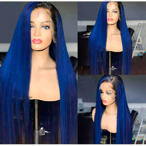 Perruque naturelle longue avec dentelle frontale bleue, cheveux humains vierges, brésiliens, de qualité supérieure, sans logo - Product Image 4