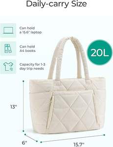 Bolso Tote para <span class=keywords><strong>Mujer</strong></span>, Bolso Tote Acolchado con Cremallera, Bolso de Hombro Grande Acolchado con Compartimentos para Viajes, Trabajo, Gimnasio - Product Image 3