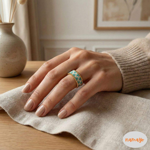 Anillos de Moda Geométricos Bohemios Chapados en Oro de 18K Hechos a Mano para Mujer, con Detalles Tejidos a Mano, Precio de Fábrica - Product Image 5