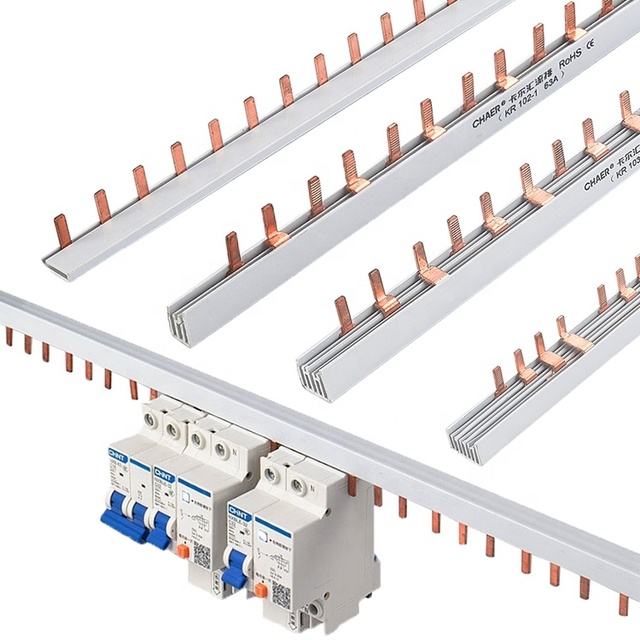 Chaer High Quality Energy Meter Copper Busbar 63A C45 1 Pole Busbar for Circuit Breaker Power Distribution Cabinet