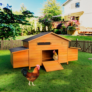 Grand poulailler en bois avec nichoir, toit imperméable, poulailler ventilé avec perchoir et plateau extractible pour un nettoyage facile - Product Image 6