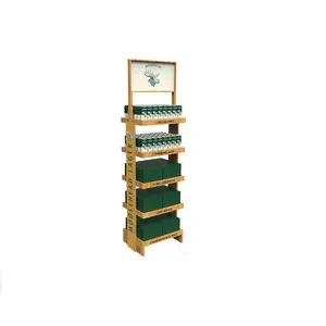 Wooden Display Hot Selling Modern Wooden Wine Display Shelf Floor Stand And Rack Customized Logos For Store Display Stands