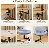 Cama para Gatos Rotativa 360 Graus para Mesa, Assento Ajustável para Borda de Mesa, Cesto Suspenso com Fixação por Grampo