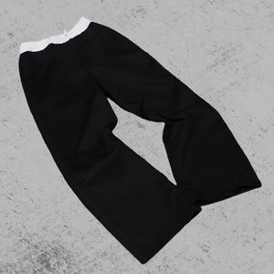 Pantalon large noir à cordon de serrage, taille élastique, style décontracté oversize pour femme - Product Image 5