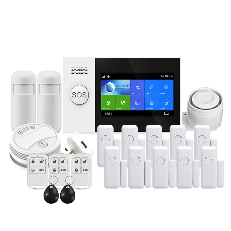 Tuya APP Control Home Security Alarm System Full Touch Screen Home Security WiFi GSM Alarm System
