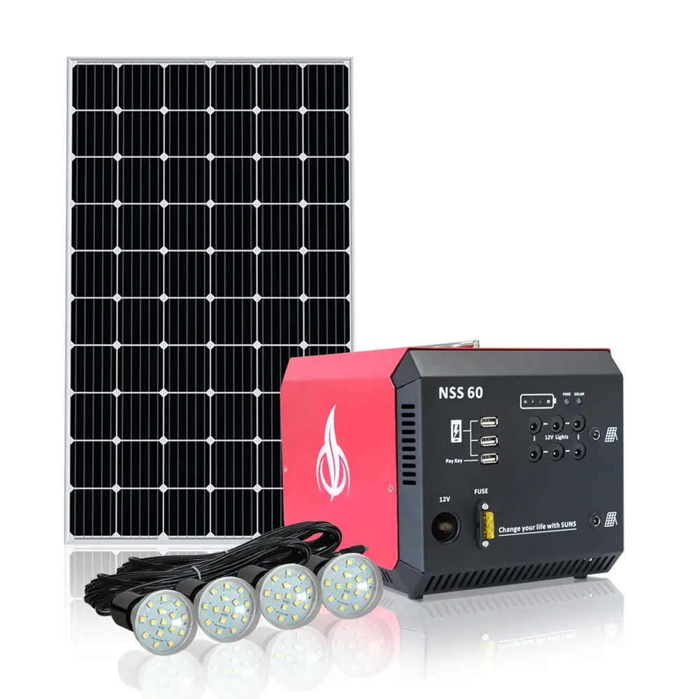 Joyvoit الكلاسيكية الشمسية مولد للمنزل لوحة طاقة شمسية 60W المنزل نظام الطاقة الشمسية كيت OEM OBM خدمة مخصصة