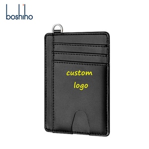 Custom Logo Minimalist Slim <b>Wallet</b> with <b>RFID</b> <b>Blocking</b> Front Pocket Leather Credit Card Holder for Men and Women Short Length - Product Image 1