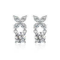 Schmetterlingsflügel-Ohrstecker mit Birnen- und Marquise-Schliff Laborgezüchteten Diamanten, Pt950 Platin Damen-Ohrringe, Edle Ohrringe mit Labor-Diamanten