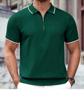 Neuer Modetrend Lässiges Poloshirt mit Kragen Kurzarm 1/4 Reißverschluss Golf-Pullover - Product Image 1