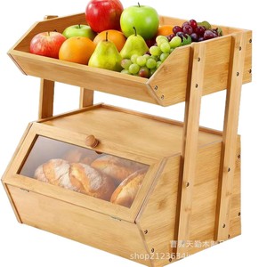 Caja de Madera para Guardar Pan con Tapa de 16 Pulgadas, Estante para Frutas y Verduras de Cocina, Organizador de Aperitivos para Sala de Estar - Product Image 2