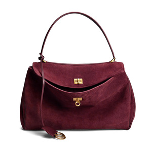 Foldable Brown Tote <b>Bag</b> With <b>Silver</b> Zipper And Gold Hardware Women Fashion Handbag - Product Image 1