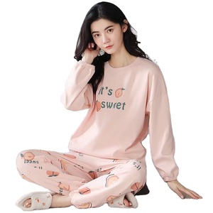 Completo Casual <span class=keywords><strong>donna</strong></span> autunno inverno pigiama lavorato a maglia in poliestere a maniche lunghe di grandi dimensioni <span class=keywords><strong>Homewear</strong></span> per la primavera e l'autunno - Product Image 1