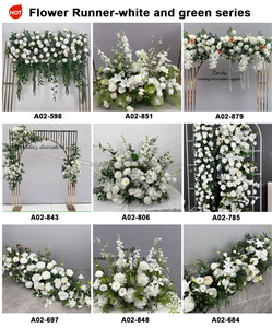 SMOOTH Wedding Events Party Backdrop Decoration <b>Flower</b> Row White Floral <b>Arrangement</b> With Hanging Greenery - Product Image 6