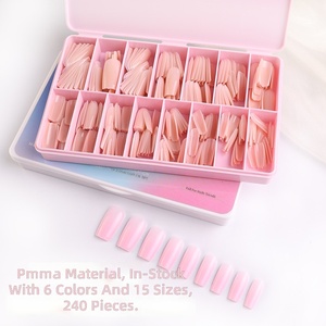 Nuevas <span class=keywords><strong>Uñas</strong></span> Postizas Francesas Cuadradas de Longitud Media, Rectangulares, Transparentes, sin Costuras, de Cobertura Total, en Caja de 240 Piezas, Exclusivas <span class=keywords><strong>para</strong></span> Salón de Belleza - Product Image 3