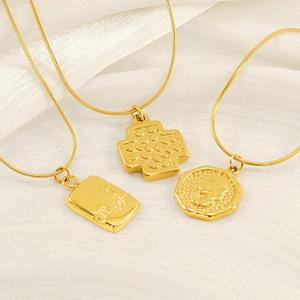 ZOGXIN Gold Plated Pendant Necklace Stainless Steel Snake Chain Fashionable Women's Jewelry Round Sunflower Animal Design - Product Image 2