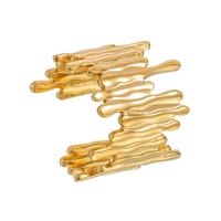 Bague en acier titane asymétrique géométrique minimaliste moderne pour femme | Plaqué or, ne se décolore pas