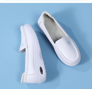 Women Slip On White <b>Nursing</b> <b>Shoes</b> Leather Upper Air Cushion Sole Comfort Hospital Working Footwear - Product Image 3