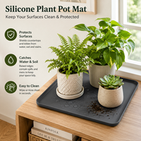 Tapis de protection en silicone personnalisé pour pot de fleurs, plateau surélevé imperméable pour plantes d'intérieur, protège table et étagère OEM ODM