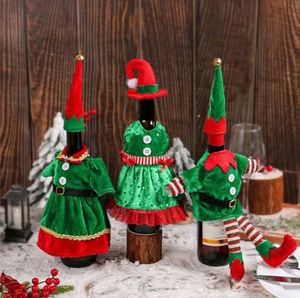 Funda Decorativa para Botella de Vino con Gorros, Adorno para Mesa de Fiesta Navideña - Product Image 3