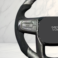 Volante de Cuero con Franja Superior Personalizada YZ de Fibra de Carbono para GMC Sierra 1500 2500 3500 HD GMT800 GMT900 Denali 19+ Piezas para Camioneta