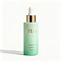 Emballage cosmétique de 40ml 60ml 80ml bouteille en verre vert mat vide pour flacons compte-gouttes d'huile essentielle de sérum pour le visage avec logo de marque personnalisé