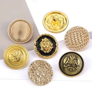 OEM ODM Custom Botones bottoni in tessuto in lega di zinco in ottone abito in rilievo Blazer Coat bottoni da cucire in oro bottoni con gambo in metallo con Logo