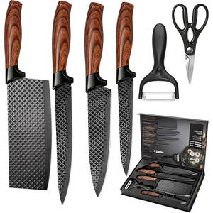 Wholesale 8 Pieces Cutlery <b>Set</b> Stainless Steel Kitchen <b>Knife</b> <b>Set</b> with Anti-Rust Coating Blade and Wood Grain PP Handle - Product Image 1
