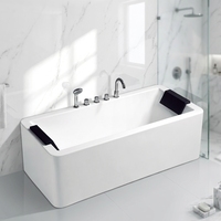Bañera Rectangular Moderna de Acrílico de 1.7m con Desagüe, Independiente, Minimalista, Ecológica, para Interiores, Fácil de Limpiar, Ideal para Apartamentos