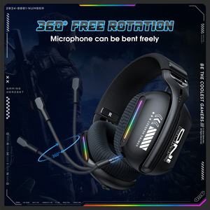 ONIKUMA GT808 Headphone gaming, headset over-ear Stereo 2.4GHz tiga mode, kabel + BT 5.3 dengan mikrofon RGB - Product Image 4