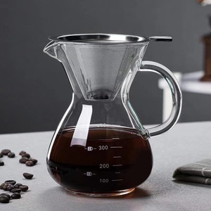 เครื่องชงกาแฟแบบแก้วพร้อมด้ามจับ ตัวกรองสแตนเลส ถ้วยทรงโค้งพร้อมมาตรวัดสำหรับชงกาแฟ - Product Image 1