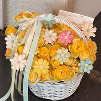 Bunga Daisy Kering Awetan Dekorasi Buatan Tangan Rangkaian Bunga Biji Melon Grosir