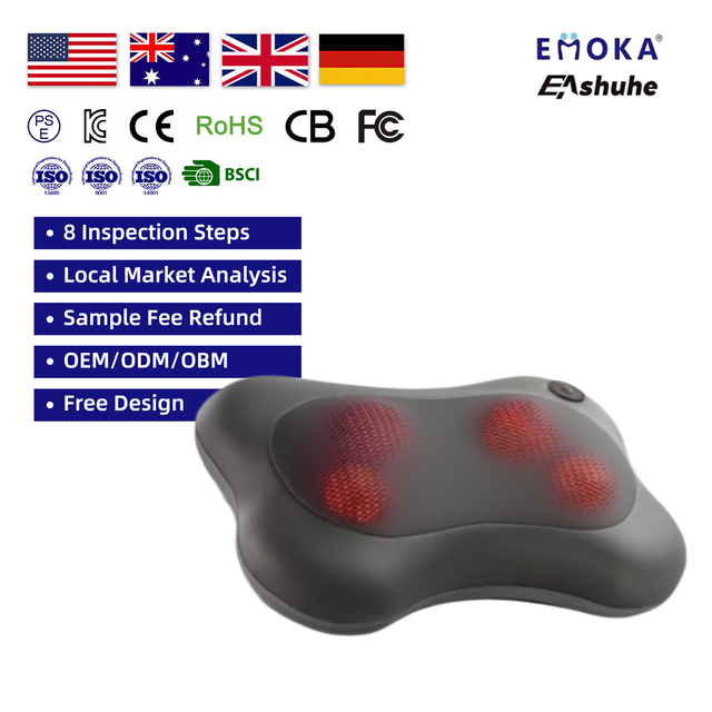 Shiatsu Massage Cushion for Neck and Back, Cordless Heated Pad with Auto Shut-Off, Relaxing Massage Pillow
